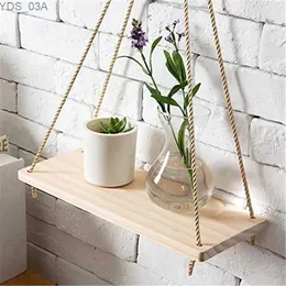 Other Home Decor Suspended floating swing flower rack with rope high-quality wooden wall tools household cup drying tray yq240408