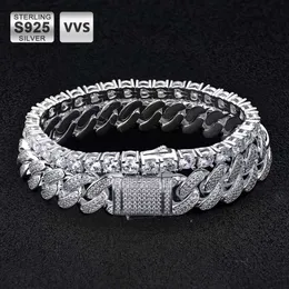 KRKC Wholesale 925 Sterling Sterling Real Diamond Jewelry VVS Cuban Link Bracciale Diamond Bracciale