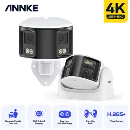 Kamery Annke Smart Home 180 ° 8mp Duo Poe Dual obiektyw szerokie widok na zewnątrz kamera Poe, 4K AI Human Detect, 8MP Security CCTV Camera