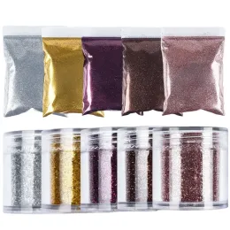 Glitter 10st/Set Gold Silver Glitter för Nail Powder Manicure Accessories Diy Crafts Decoration Charms Nail Supplies Professional 0.2mm