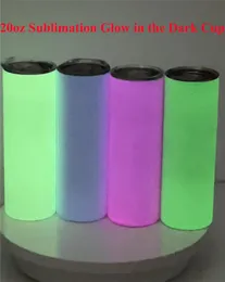 20 onças de sublimação copo luminoso reto Tumblers de aço inoxidável brilhando na parede dupla escura a vácuo de copos de bebidas isoladas diy3195335