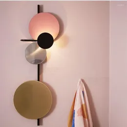 Lampa ścienna Nordic Loft Designer kolorowe metalowe okrągłe koło LED sztuka DIY Planet Scee