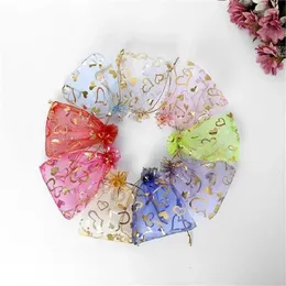 Gift Wrap 100pcs/lot Bronzings Organza Bag Jewelry Packaging Beam Yarn Net Organizer Present Wedding Party Favors Pouches
