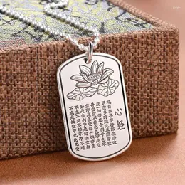 Chains 925 Silver Faceted Lotus Flower Heart Sutra Pendant Chinese Style Exquisite Necklace For Women And Men's Fresh Fine Jewelry