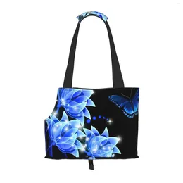 Shopping Bags Blue Butterfly Dog Purse Carrier With Pocket And Safety Tether Soft-Sided Small For Pet Outdoor Tote Bag