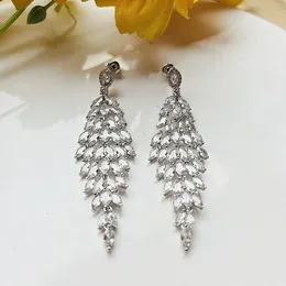 aaa zircon dangle earringsスーパースパークリングホースアイジルコンタッセルブランドイヤリングヨーロッパとアメリカチャーム女性ハイエンドファッションイヤリングバレンタインデーギフトSPC