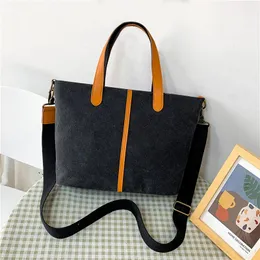 Bag Ladies Fashion Shoulder Handbag All-match Messenger Canvas Zipper Bucket Solid Bags Monedero Mujer