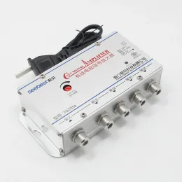 أجهزة الاستقبال الجديدة AC 220V 4 Way CATV Cable TV Signal Amplifier AMP ANTENNA BOSTER STINGE