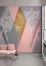 Custom Po Wallpaper 3D Nordic Style Pink Rhombus Geometry Murals Living Room Bedroom Wall Painting Papel De Parede 3D Fresco15105850