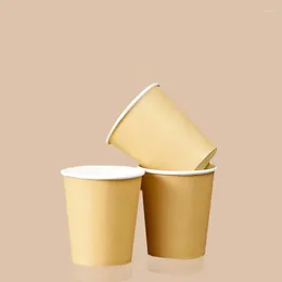 使い捨てカップストロー100pcs/pack 250mlダブルカラーペーパーカップホワイトクラフトコーヒー飲酒サプリーはカスタマイズを受け入れます