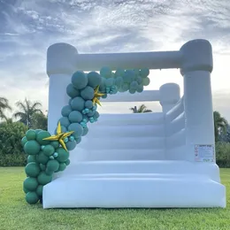 Toptan beyaz sıçrama evi açık şişme tam PVC Bouncy Castle Moon Kids Bouncer Evler Gelin Atlama Yatak Düğün Jumper Blower Ücretsiz Gemi