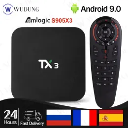 Kutu Tanix Tx3 Android 9.0 TV Kutusu Amlogic S905X3 H.265 8K HDR 2.4G/5GHz Çift Wifi 4G 32G/64G Akıllı Tx3 Set Üst Kutu Media Player