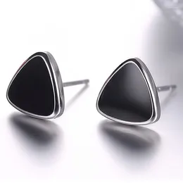 Hölzer Ohrringe Mode kleines Dreieck für Frauen schwarzer Epoxidkupfer winziger minimaler geometrischer Ohrring -Piercing -Accessoires Geschenk