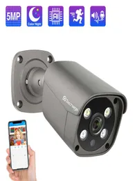 Techage 5MP Güvenlik Poe Kamera AI İnsan Tespiti Twoway Ses IP Kamera IP66 Açık Mekan CCTV Gözetim Tam Renk Gece P2P H096040218