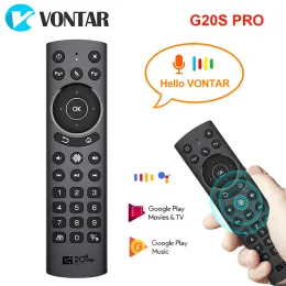 Controla o VONTAR G20S G20S Pro Voice Remote Control 2.4G Airless Air Mouse IR Aprendizagem de microfone giroscópio para Android TV Box mini PC