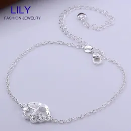 Fußkettchen Großhandel-A030 Design Sterling Silber Schmuck Füße Armband Delikat großer stock handgefertigter Strasssteine Fußkettchen