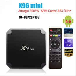 Box X96 미니 스마트 TV 박스 안드로이드 9.0 2.4G WiFi 1G 8G 2G 16G S905W 쿼드 코어 1080p 미디어 플레이어 IPTV STET 최고 BX PK TX3 MINI 용 미디어 플레이어 4K