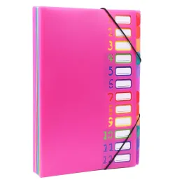 Plik 12pocket Folder Plik z kolorowymi zakładkami, wstaw kieszeń, numerowaną okładkę indeksu, Organizator pliku A4 (Rose Red)