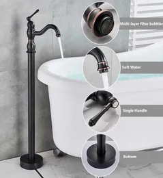Black Bronze Bathtub Faucet Floor Standing Bath Tub Spout Shower Single Handle Mixer Tap4776932