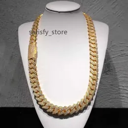 Пропуск бриллиантового тестера Kibo Jewelry Heavy VVS1 D Color 18 мм Moissanites Diamond Cuban Link Chain Buft Down Out Out Ожерелье