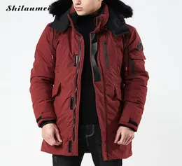 Плюс размер мужчина Parkas Jackets меховые шерсти с капюшоном вино красная зимняя длинная куртка Men039s Parka Hombre Padded Army Army Green 4771443