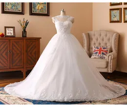 Moda ALINE PLUS SURES Wedding Suknie Zastosowane koronkową szyjkę ślubną suknię ślubną plażę Vintage na zamówienie dla ogrodu Abiti da SPO5576897