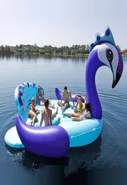 6 Person Enorm uppblåsbar påfågel Pool Floating Boat Giant Swimming Float Air Madrasses Lounge för Summer Party Lake Water Toys8481766