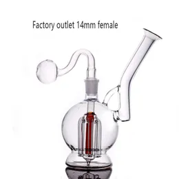 1pcs 14mm weibliche Shisa -Glasöl -Brenner Bongs 6 Armbaum Percs Matrix Percolator Wasserrohr Wabenscheibe DAB Rigs Bubbler Aschecatcher mit männlichem Glasölbrennerrohr