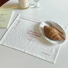 Table Mats French Retro Printed Meal Mat Pure Cotton Thermal Insulation Baking Towel