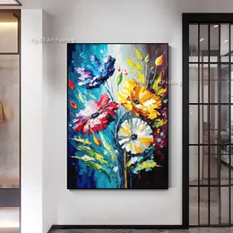 Abstract Flower Oil Painting dipinto a mano colorato floreale su tela paesaggio dipinto di pittura personalizzata arte da parete moderna decorazione per la casa