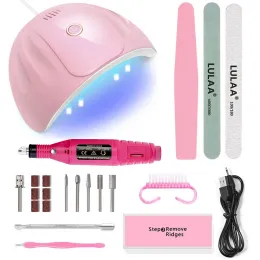 키트 Halaiman Professional Nail Care Set UV LED 램프 전기 네일 드릴 머신 드릴 비트 키트 네일 아트 액세서리 및 도구