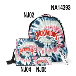 야외 가방 3D 백우드 배낭 3pcs/세트 빨간 냄새 방목 노트북 Shoder Schoorbag ​​Backwood Print Bags 소년 매듭 DHGLI