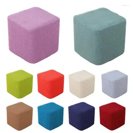 Der Stuhl Deckt mit fester Farbe Fußstütze Ottomane Deckung Elastischer Stretch Square Chiar für Wohnzimmer Beschützer Spandex Slipcover