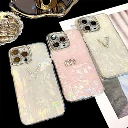 Designer Telefonfodral Laser Fashion Letters iPhone 15 Pro Max 14 13 12 Mini 11 XS XR X 8 7 Plus 15Plus Cartoon Design Bakomslag skyddar telefonfodralet