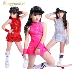 Songyuexia Girls Jazz Dance Set Stage Dress Hiphop Suit for Kids Cheerleading Performance Costumes Dress for Child 4XL4241676