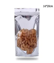 14x20cm resealable food storage clear aluminum foil bag zip lock packing bag transparent and silver snacks mylar package pouch doy8592440