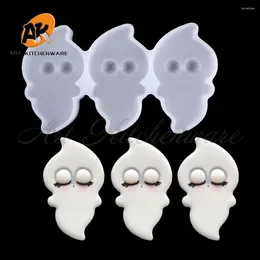 Moldes de cozimento 3 cavidade Halloween Ghost Design Lollipop Silicone molde