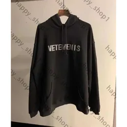 2021fw Vetements Black Rhinestone Hoodie da cappuccio Donne riflettenti Flash Drill Bling felpa con felpe VTM 893