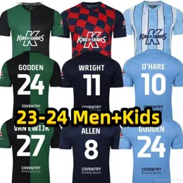 Rzadka piłka nożna 23 24 Koszulki piłkarskie Coventry City o Hare Sheaf Gyokeres Godden Hamer 2023 2024 Home Blue Men Kit Kit koszule piłkarskie TOPS