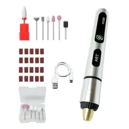 Borrar flerändamål Electrical Nail Files Kit USB uppladdningsbar Pedicure Manicure Pen Sander Polisher Justerbar hastighet för akrylved