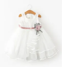 Girl039s vestidos bebê menina vestido branco flor Tulle tutu Roupa Crianças Criando Princess Wedding Summer Casual Weargirl7400561