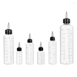 Garrafas de armazenamento 30pcs 30-250ml plástico transparente vazio graduado com top top taps preto tatuagem tinta de tinta líquida recipientes cosméticos