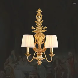 Wandlampe französische Rococo -Stil Gold Dekor Messing Hell Europäische El Villa Wohnzimmer Nacht