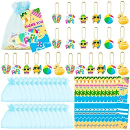 Gift Wrap 72Pcs Summer Key Chains Bag Set Swimming Pool/Watermelon Thanks Tag Sunshine Beach Drink For Baby Shower Wedding Birthday