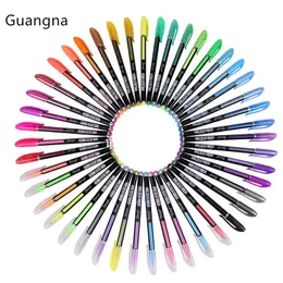 48 Färg/Set Glitter Sketch Drawing Color Pen Markers Gel Pennor Set Refill Rollerball Pastell Neon Marker Office School Stationery 240320