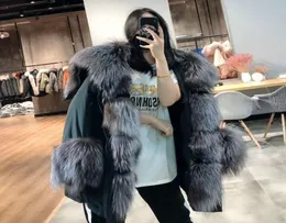 OftBuy 2020 Winter Jacket Women Women Real Fur Coat Big Natural Fox Raccoon Collar Parka White Duck Down Giacca Streetwear Korea9859724