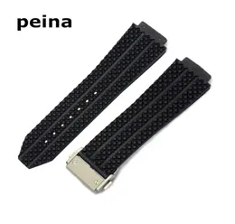 25mmx19mm Yeni Erkek Bantlar Strap Band Lastik Dalgıç Silikon Kauçuk Saat Bandı Kayışı Hub303p2179423