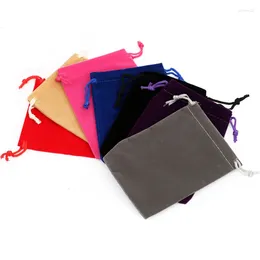 Hediye Sargısı 50pcs 12x15cm Paketleme Drawstring Velvet Pouch Poşet Çantası Takı Düğün Şey Parti Boncuk Konteyner Depolama Toptan