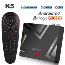 박스 최신 Mecool K5 스마트 TV 박스 안드로이드 9.0 Amlogic S905X3 2.4G 5G WiFi LAN 10/100m Bluetooth 4.1 2GB 16GB DVB S2/T2/STET 상단 상자