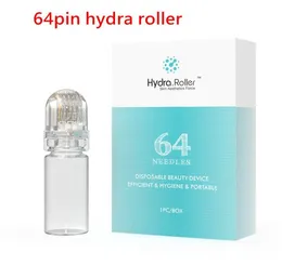 Portable Hydra Needle Roller 64 Pins Gold Microneedle Dermaroller Stamp med gelrör 10 ml hudvård Föryngring Anti Acne Spots 2808730